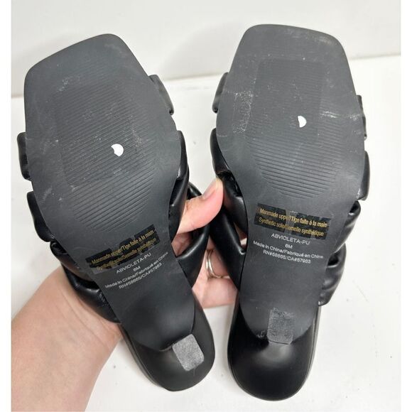 Abound Sandals Size 6 Black Square Toe Woven Stiletto High Heels - Picture 9 of 9